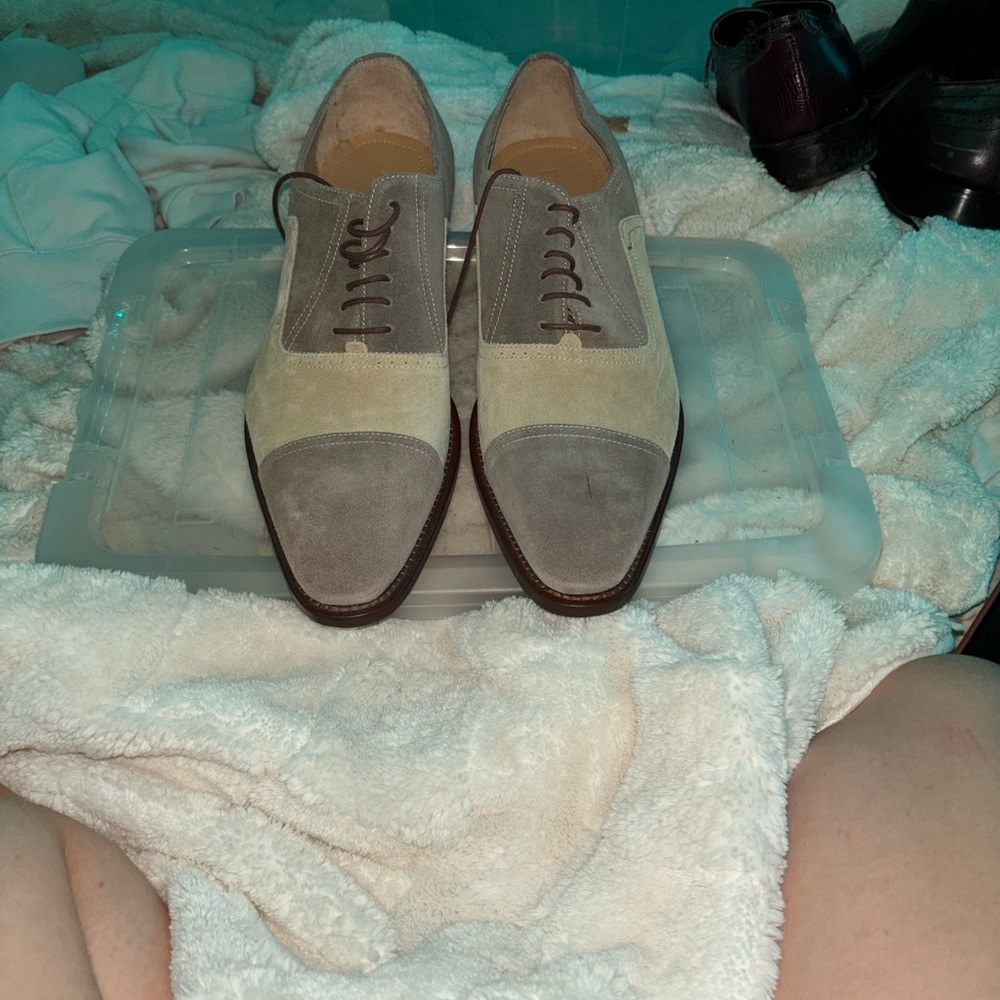 Paul Fredrick Gray and Cream Oxford Shoes